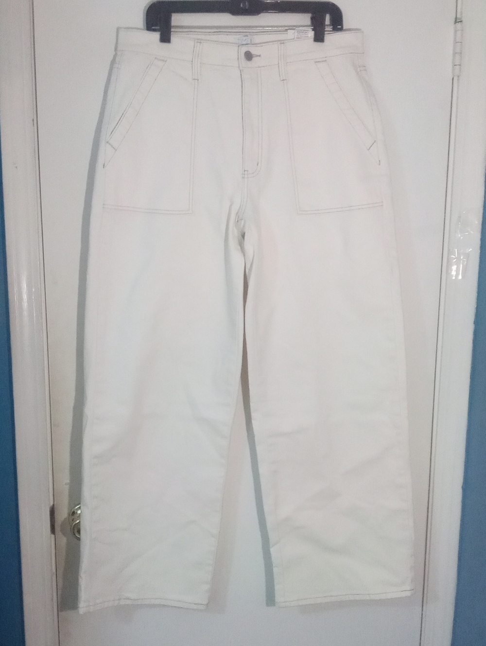 Time And Tru Ivory High-Rise Wide Leg Jeans Size 14 NWT Relaxed Fit